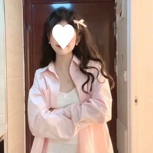 日系粉色衬衫外套女2024宽松防晒衣慵懒风设计感衬衣长袖上衣春夏