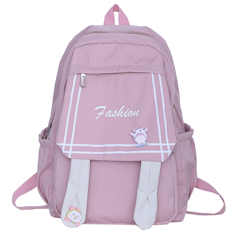 Foreign Trade Fashion University Style Leisure Schoolbag Female Backpack Primary School Student Junior High School High School Cute Ins Style Rabbit Ear Backpack