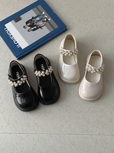 儿童公主鞋女童配礼服单鞋2023年春季新款珍珠漆皮演出儿童小皮鞋