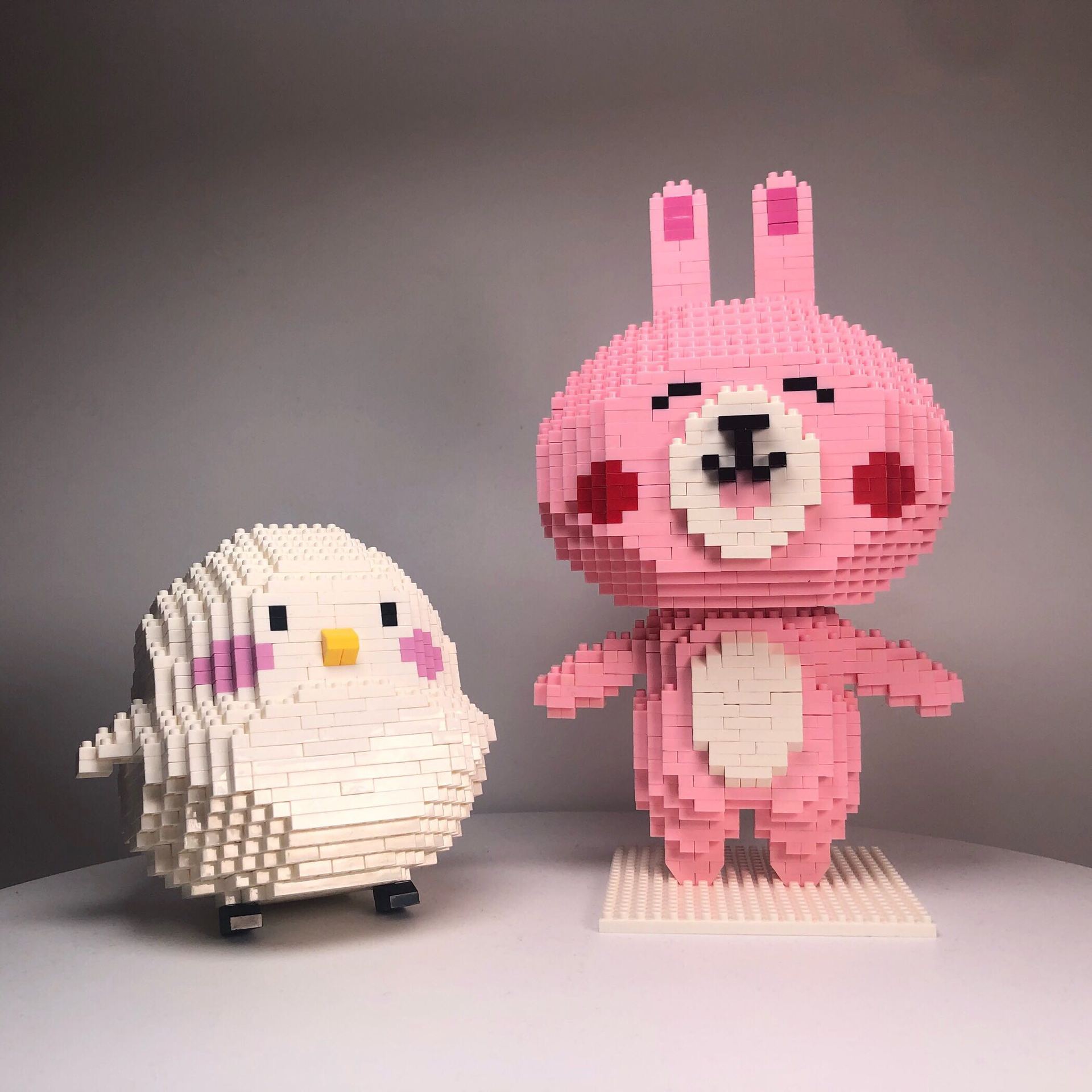 爱上拼积木丨粉色兔和小鸡小颗粒迷你微积木高难度解压神器减压玩