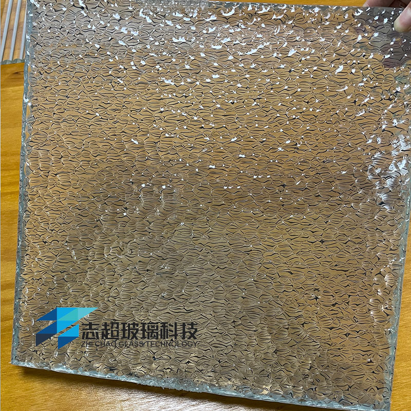 水纹夹胶钢化酒店玻璃工程绿色压花艺术玻璃定制异形玻璃镜加工