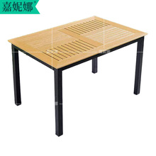 1米2北欧户外仿实木餐桌家用小户型长方桌原木风2-4人餐桌椅组合