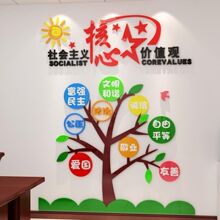 社会主义核心价值观墙贴幼儿园大树党建文化设计活动室3d立体