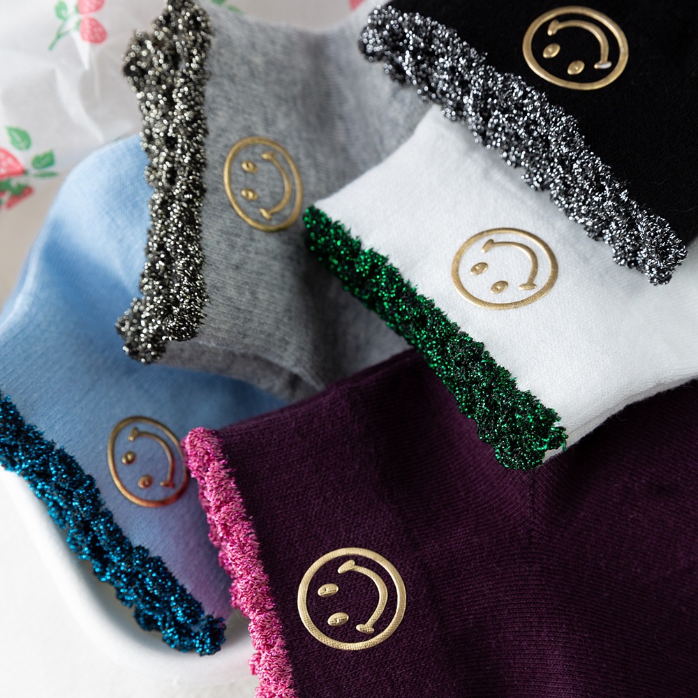 袜子女春夏女袜新款笑脸烫印韩版卡通日系少女学院风厂家批发