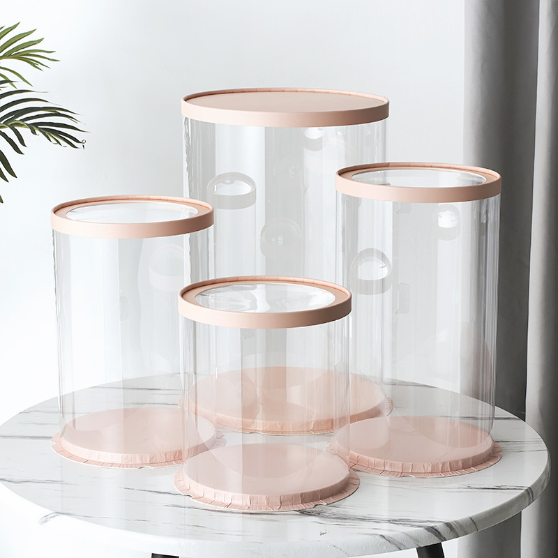 Round Transparent Cake Box 4-Inch 6-Inch 8-Inch 10-Inch Single-Layer Double-Layer Heightened Three-in-One Cake Baking Box