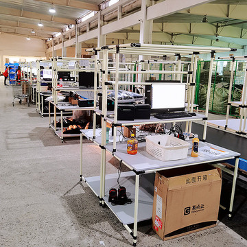 电商打包台 仓库工作桌 快递包装台 产品复核台 精益管线棒架定制