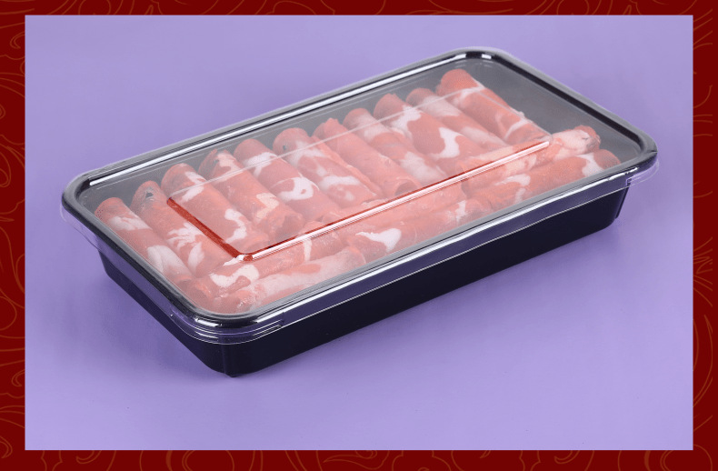 一次性羊肉卷塑料包装盒 透明肉片保鲜盒 冷冻牛肉卷500克肉片盒