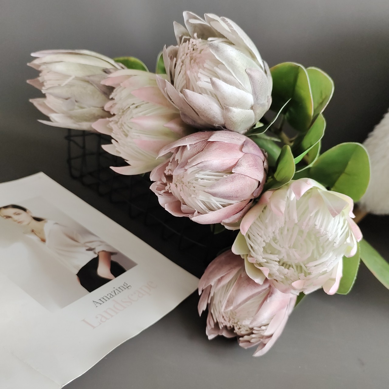 仿真手感经典过胶单枝帝王花北欧家居样板间酒店婚庆拍照设计装饰