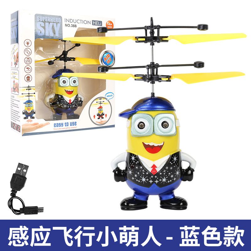 Induction Vehicle Little Cute Man Remote Control Aircraft Rechargeable Lighting Indoor Aircraft Toy Night Market Stall Supply