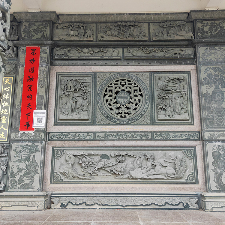 青石浮雕线雕祠堂墙面装饰 寺院浮雕外墙壁画 多种图案雕刻