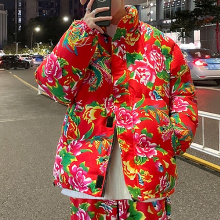 东北大花棉袄男士冬季加厚国潮大码宽松网红痞帅短款棉衣棉服外套