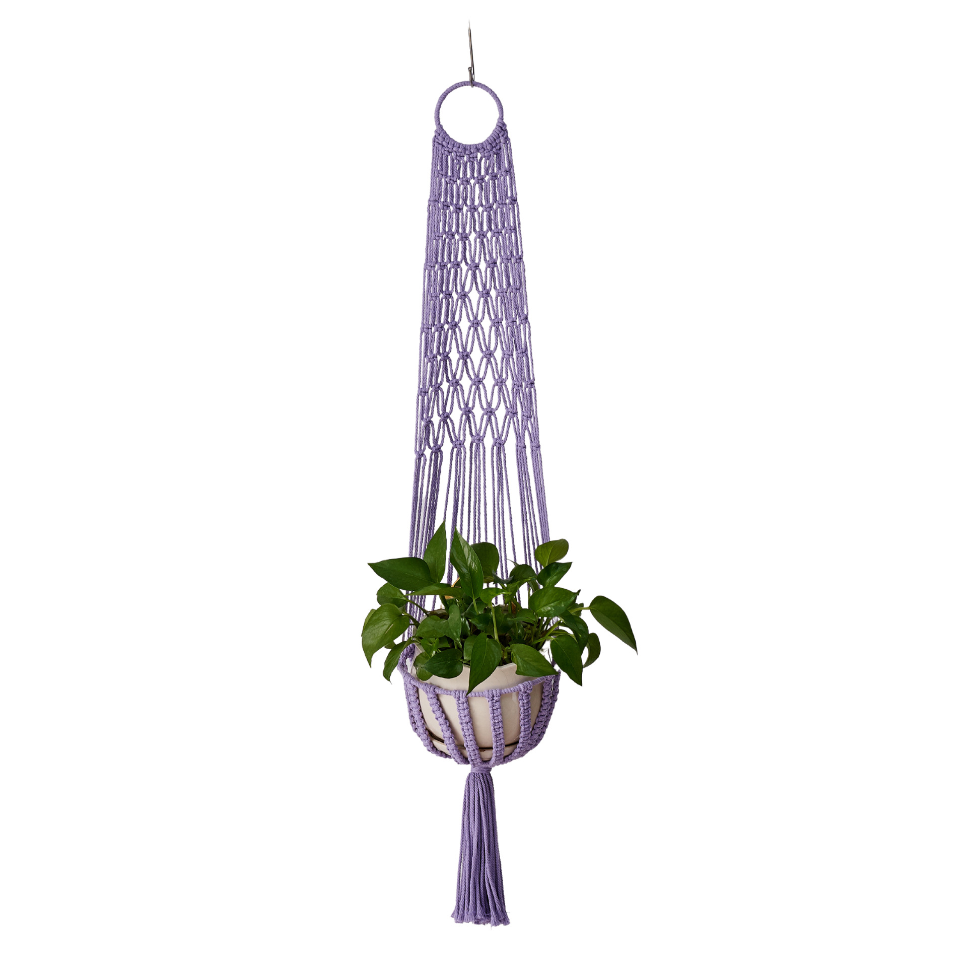 Net Pocket Cross-Border Supply Three-Color Flower Pot Woven Cotton String Flower Pot Hanging Basket Net Pocket Ring Plant Hanging Basket