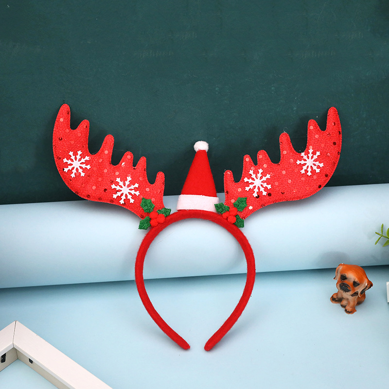 Christmas Fabric Headband Cartoon with Light Antlers Headband Santa Bear Head Buckle Accessories Led Luminous