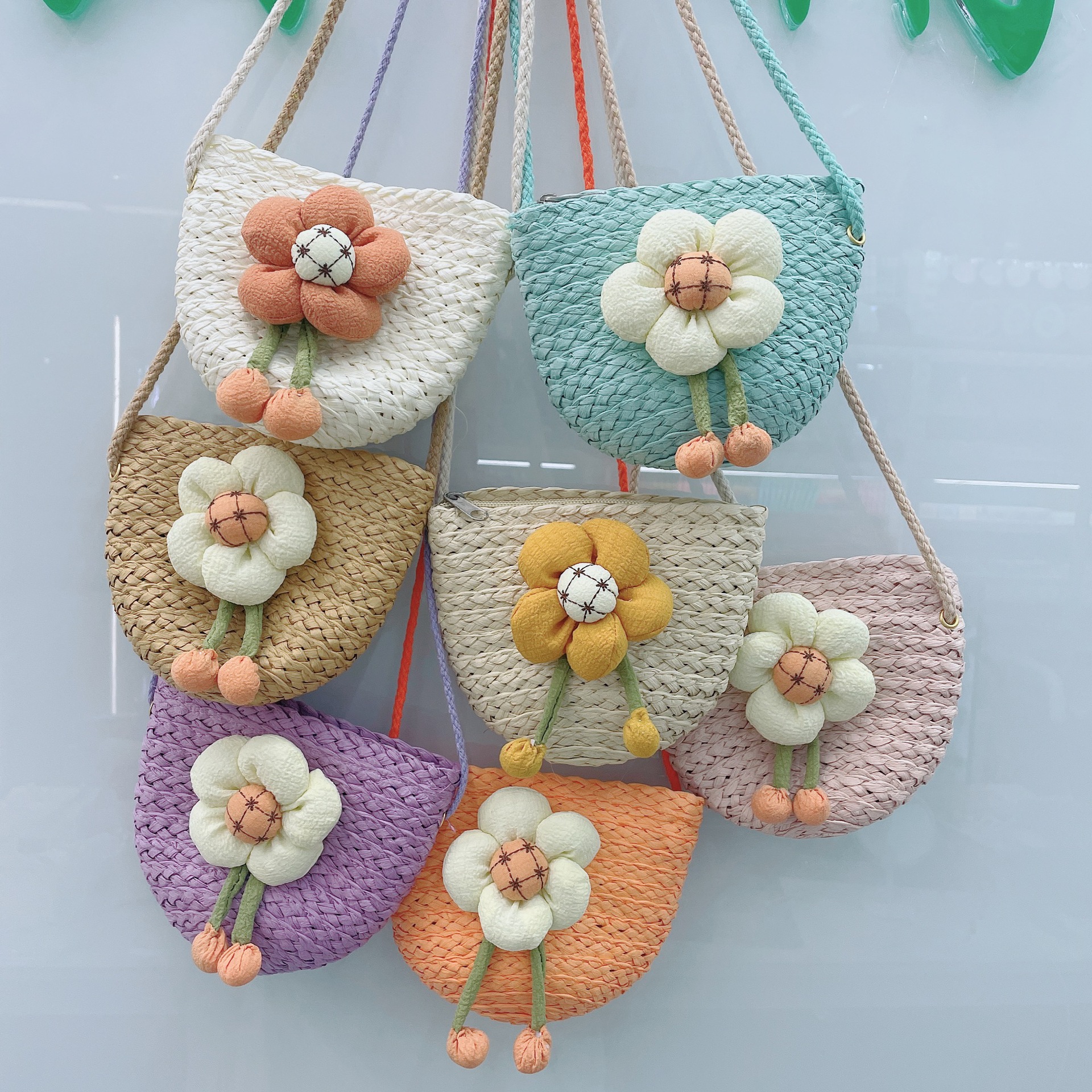 Sweet Fashion Straw Woven Beach Bag Ladies Change Key Case SUNFLOWER New Shell Bag Hand-Woven Bag