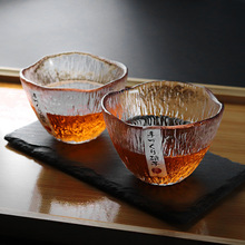 日式竖纹初雪杯手工玻璃杯加厚清酒杯果酒杯气泡酒杯少女青梅酒杯