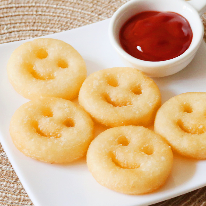 蓝顿旭美开心薯 笑脸薯 油炸薯条土豆薯饼儿童零食商用半成品冷冻