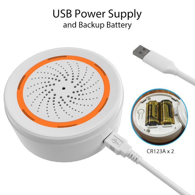 Tuya Graffiti Zigbee/Wifi Smart Indoor Sound and Light Alarm Usb/Battery Dual Power Supply Speaker Alarm