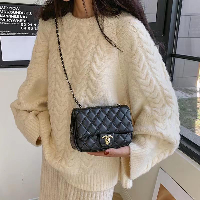 Foreign Trade New Chanel-Style Chain Bag High-Grade Rhombus Square Fat Man Golden Ball Messenger Bag All-Match Wholesale Delivery