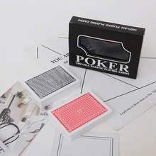 30丝pvc塑料防水新料扑克 塑料盒装黑色poker大字德州扑克大角码
