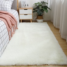 家用简约纯色丝毛地毯防滑地垫床边满铺长毛绒客厅地毯短绒脚垫子
