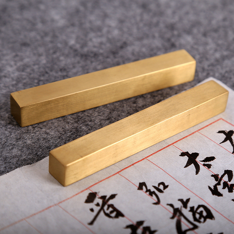 实心纯铜镇纸 书法压纸镇尺黄铜纸镇 紫铜镇尺创意简约书法镇纸铜