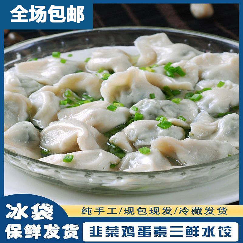 早餐速食速冻饺子家庭装水饺素饺子韭菜鸡蛋现包发货婴儿宝宝辅食