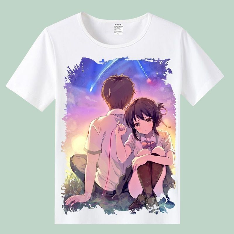 你的名字短袖t恤男女新海诚君の名は动漫电影周边青少年情侣衣服