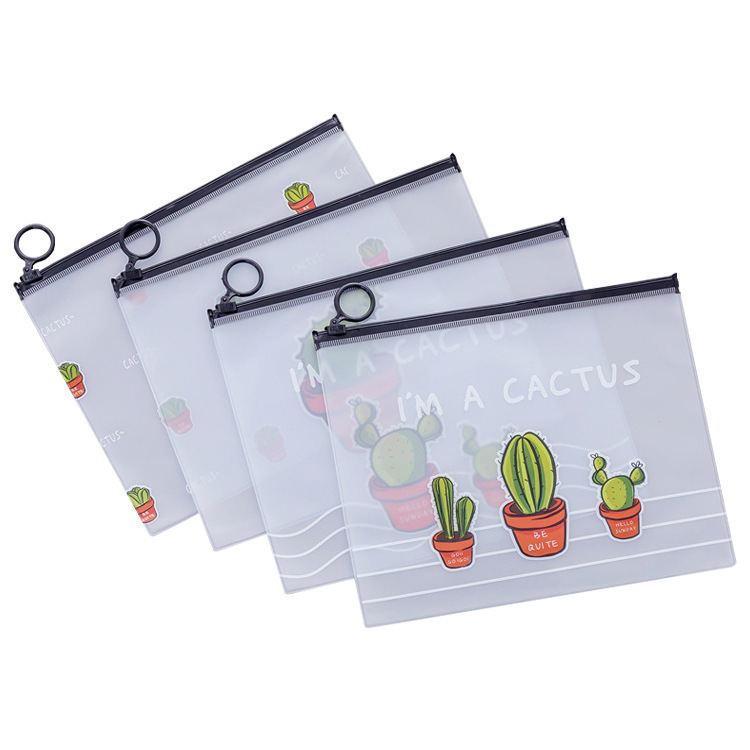 Creative Cute Cactus Pencil Case Translucent Frosted Zipper Buggy Bag Sundries Student Stationery Wholesale Factory