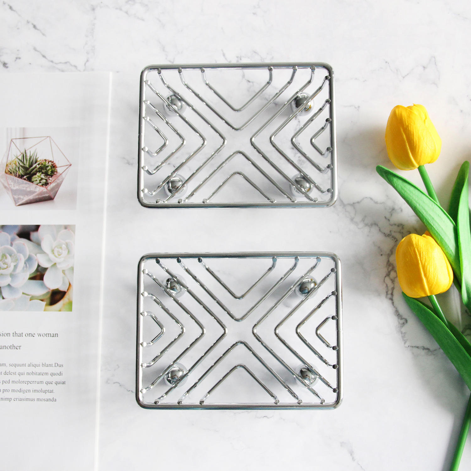 简约铁丝肥皂盒浴室卫生间肥皂网碟架金属网格沥水香皂架香皂托