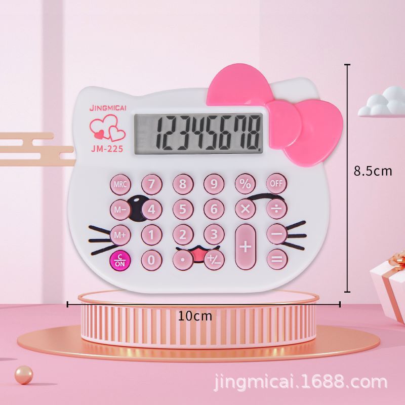 Jingmicai Crystal Beige Cute Cat Head Calculator Kt225 Cat Head Calculator