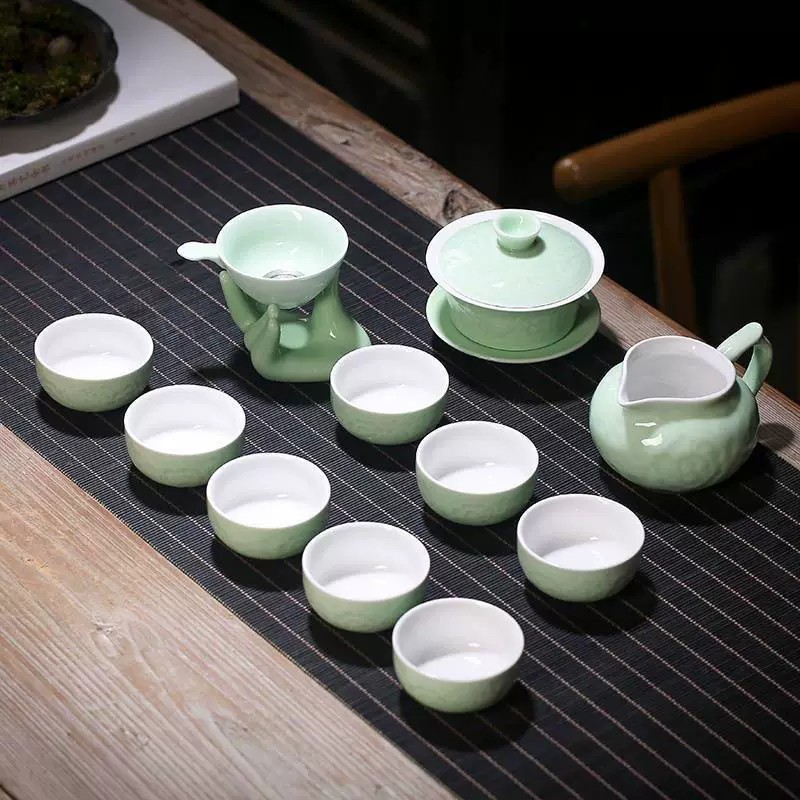 梅子青釉茶具套装礼盒家用乔迁送礼德化苏氏陶瓷创意茶具套组包邮