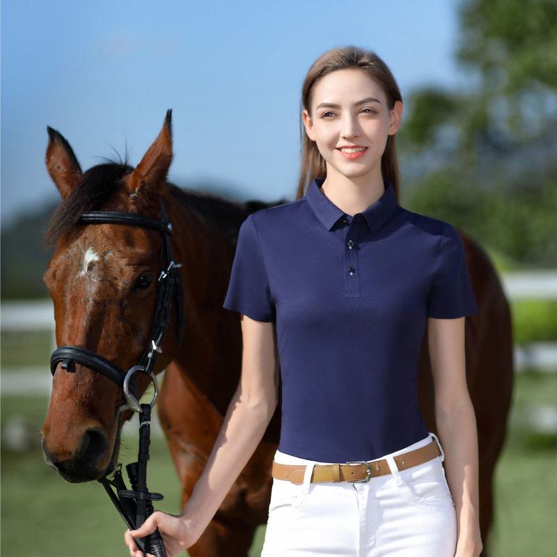 轻奢丝光棉纯色短袖polo翻领商务工作服马术高尔夫印字印logo刺绣