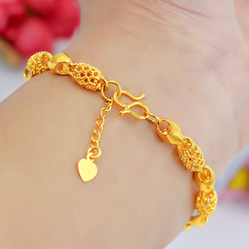 Placer Gold Bracelet Women's Pure Yellow Gold 999 Jewelry No Color Fading Korean Simple Phoenix Tail Chain Hand Jewelry Manufacturer