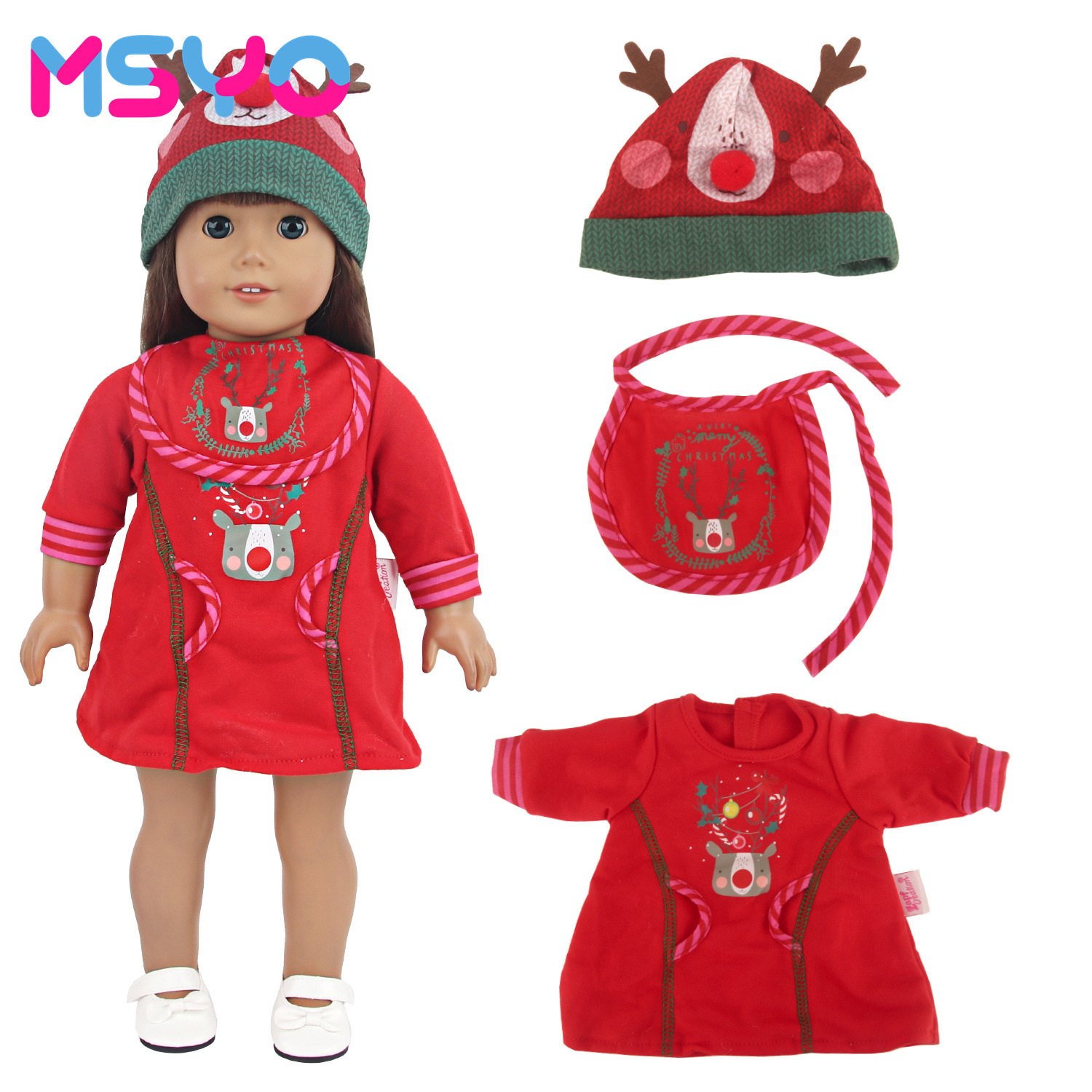18寸娃娃衣圣诞麋鹿套装外贸跨境blythe美国女孩换装配饰衣服批发