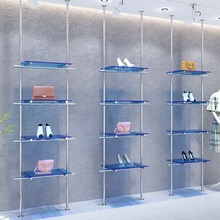 服装鞋店鞋架上墙立柱展示架不锈钢直播间亚克力陈列包包置物货架