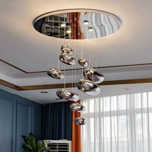 客厅吊灯垂吊型意大利餐厅灯现代简约网红玻璃水滴样板间别墅灯具