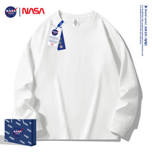 NASA GISS联名款230g重磅长袖T恤男宽松春秋款卫衣圆领纯色打底衫