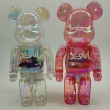 潮流现货 Bearbrick X-Girl 2021 限定款积木熊炫彩夜光透明400%