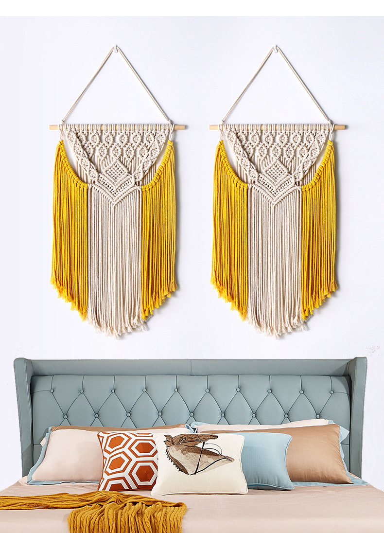 亚马逊新款挂毯 波西米亚手工编织挂墙流苏装饰壁挂 彩色悬挂壁毯