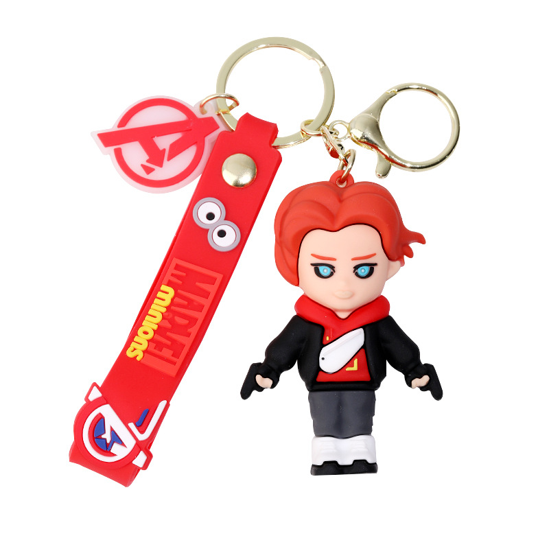 Cartoon Avengers Silicone Doll Keychain Pendant Spider-Man Key Chain Bag Car Pendant Gift