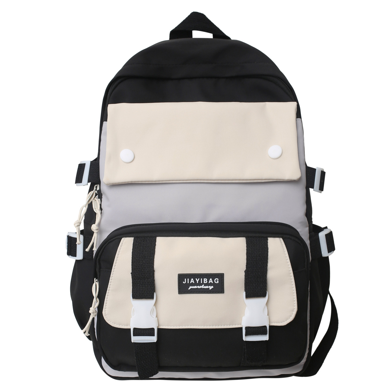 2022 Summer New Fashion Simple Color Matching Mortise Lock Nylon Cloth Shoulder Street Fashion Men and Women Large-Capacity Backpack