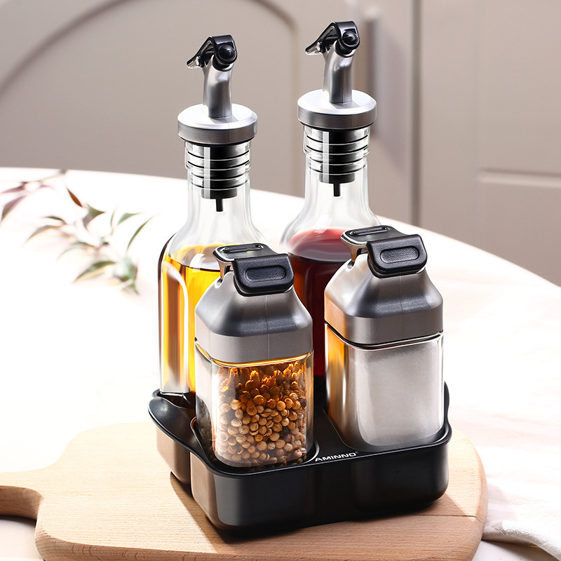 Kitchen Supplies Oiler Glass Creative Solid-Liquid Seasoning Box Seasoning Bottle Set