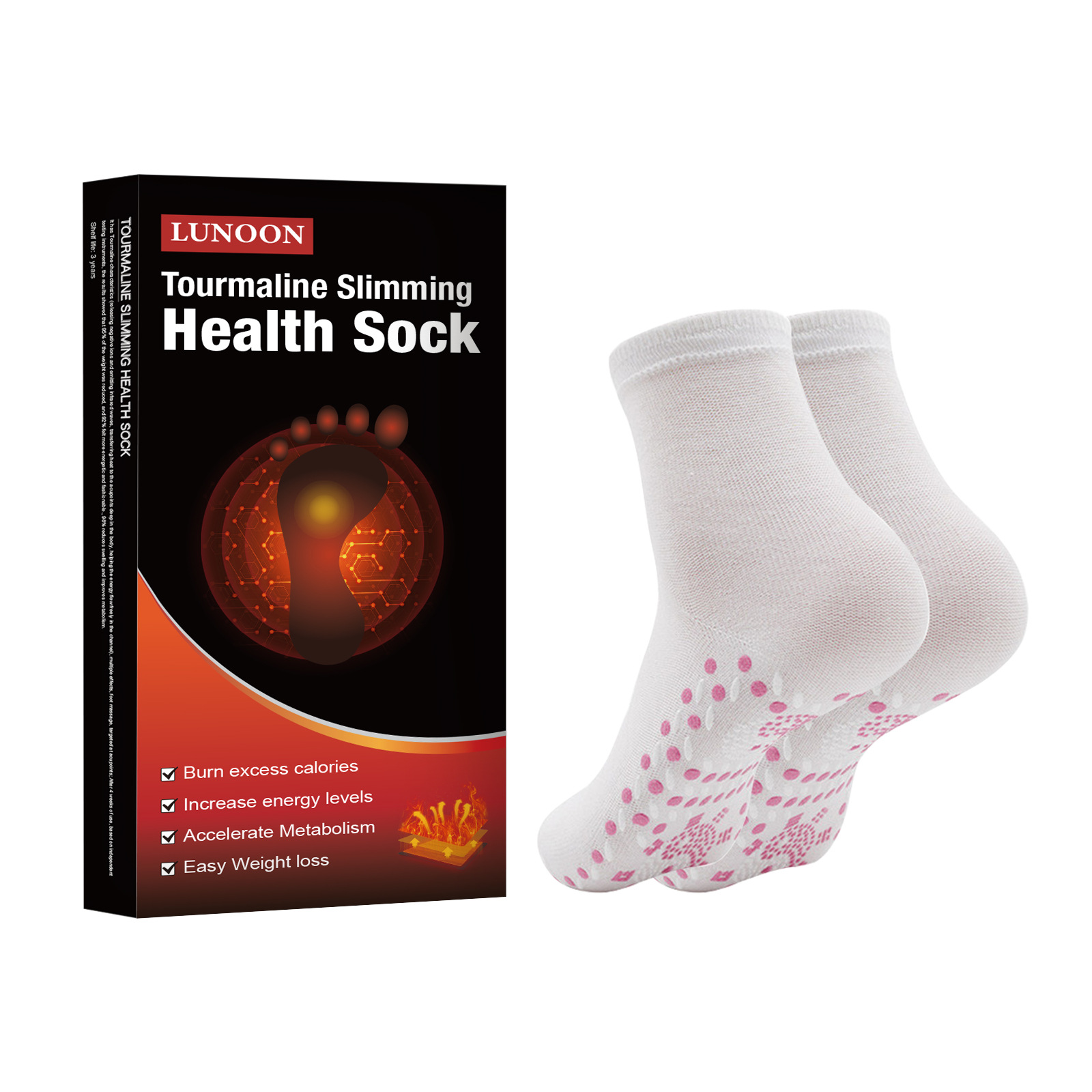 Lunoon Self-Heating Socks Tomalin Health Care Warm Socks Massage Cold-Resistant Mid-Calf Sweat-Absorbing Cotton Socks