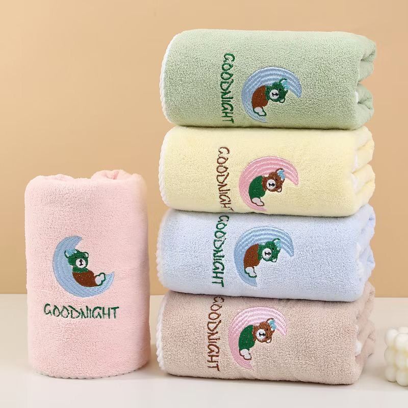 Coral Fleece Cartoon Children's Adult Home Use Bath Towel Absorbent Lint-Free Wholesale Soft Candy Color Cute Bath Towel