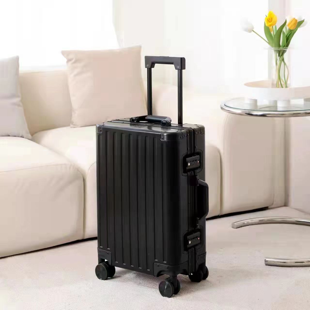 All-Aluminum Magnesium Alloy Luggage Female Male Aluminum Alloy Trolley Case Aluminum Frame 26-Inch Metal Suitcase 24-Inch Password Suitcase