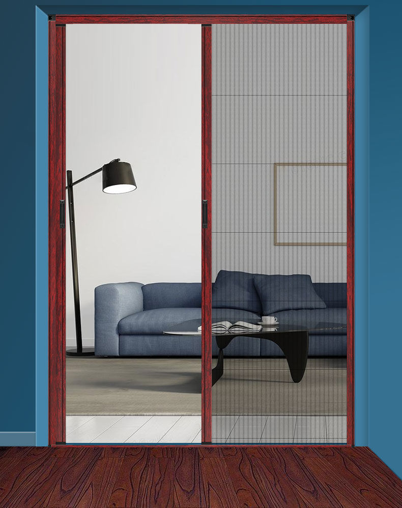 风琴式隐形纱窗纱定作防蚊推拉式家用折叠无轨沙高档纱窗