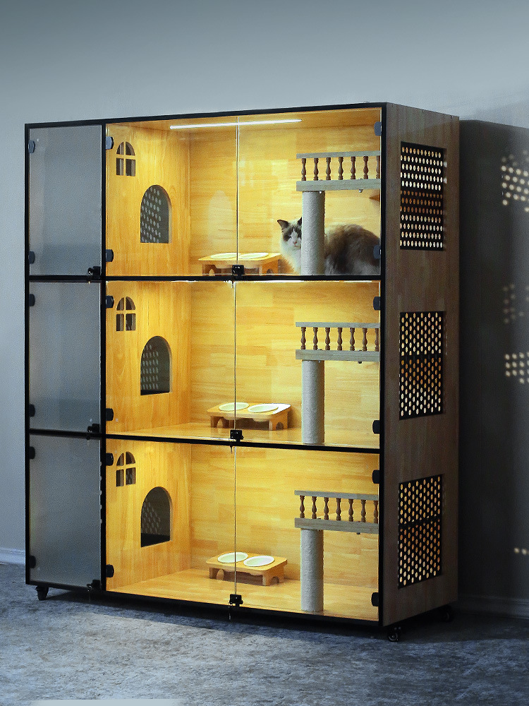 猫繁殖笼宠物店繁育猫别墅小猫阳台三层猫咪寄养繁殖店展示猫柜