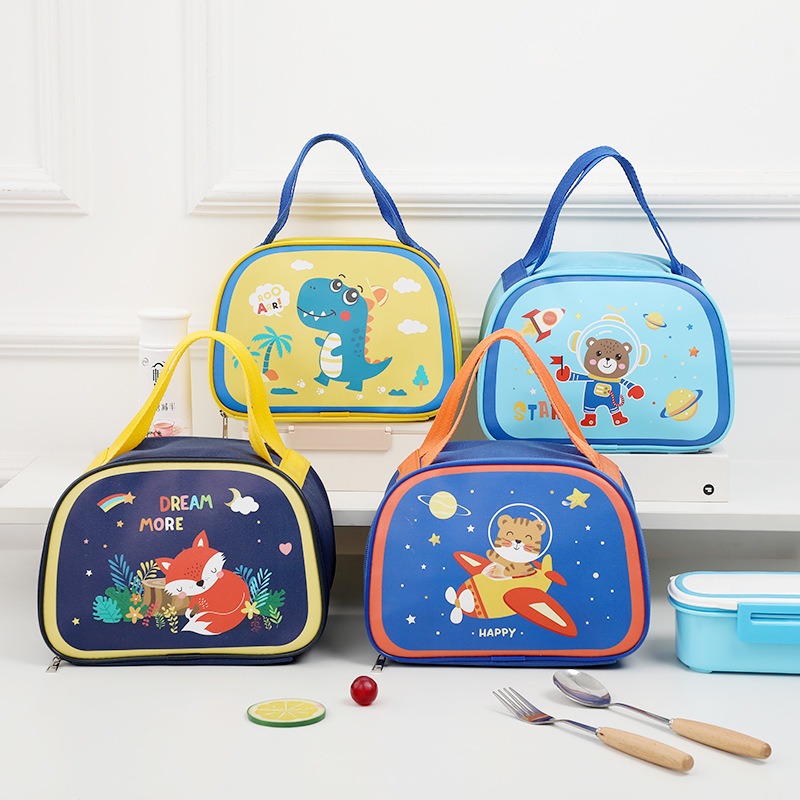 New Bento Insulated Bag Children's Cartoon Strap Lunch Bag Large Capacity Portable Insulated Lunch Box Bag Student Insulated Bag