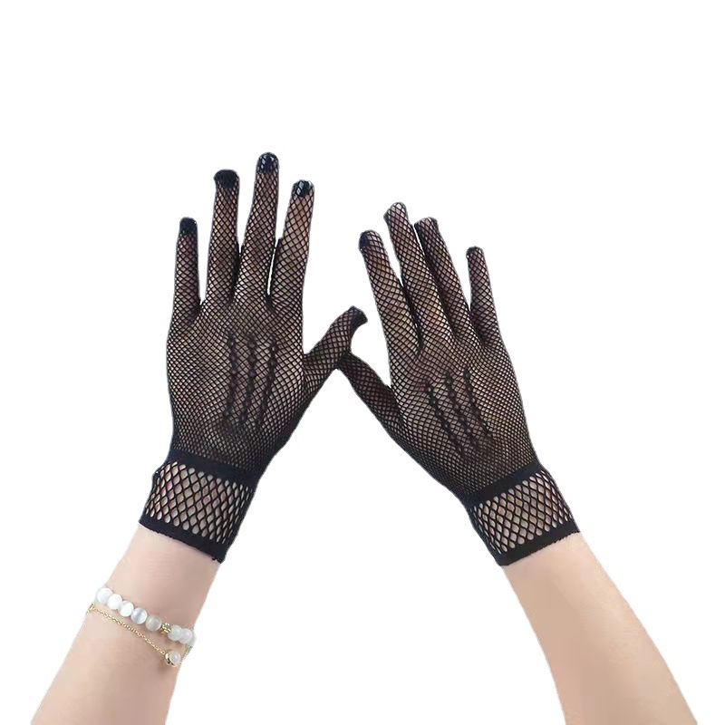 Spring and Summer Women's Fashion Lace Gloves Bar Nightclub Stage Performance Sexy Cutout Fishnet Gloves Etiquette Gloves