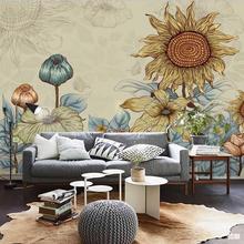 3d立体向日葵花海壁画清新电视背景墙纸卧室沙发现代简约花卉墙布